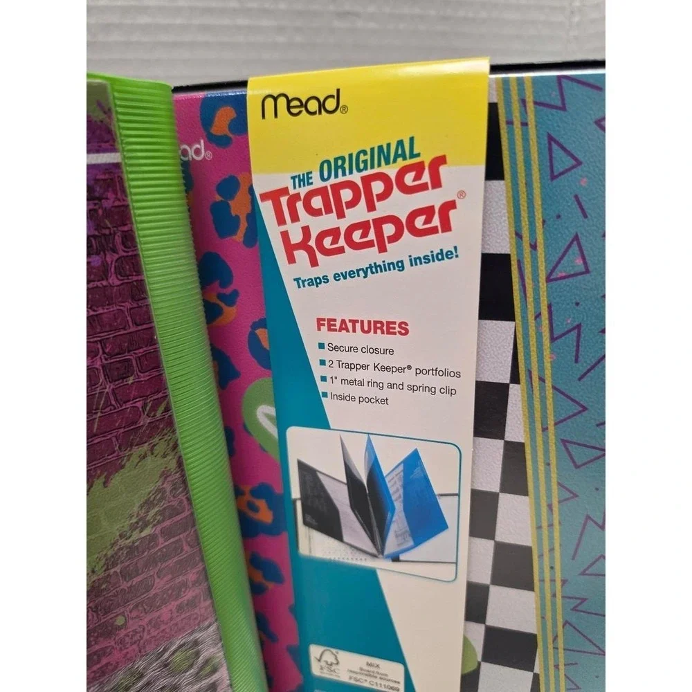 Set of 2 Mead Original Trapper Keeper binders featuring retro 80s and 90s design